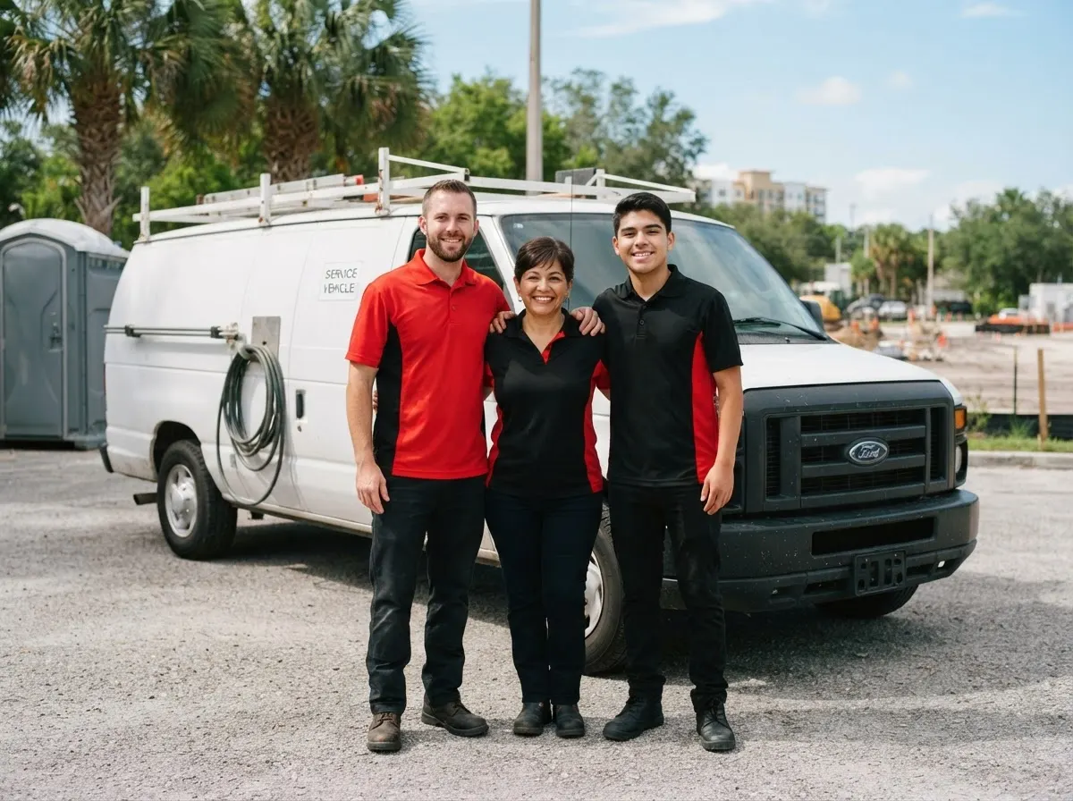 The Red Hawk Portable Toilets team, portable toilet rentals in Orlando, FL